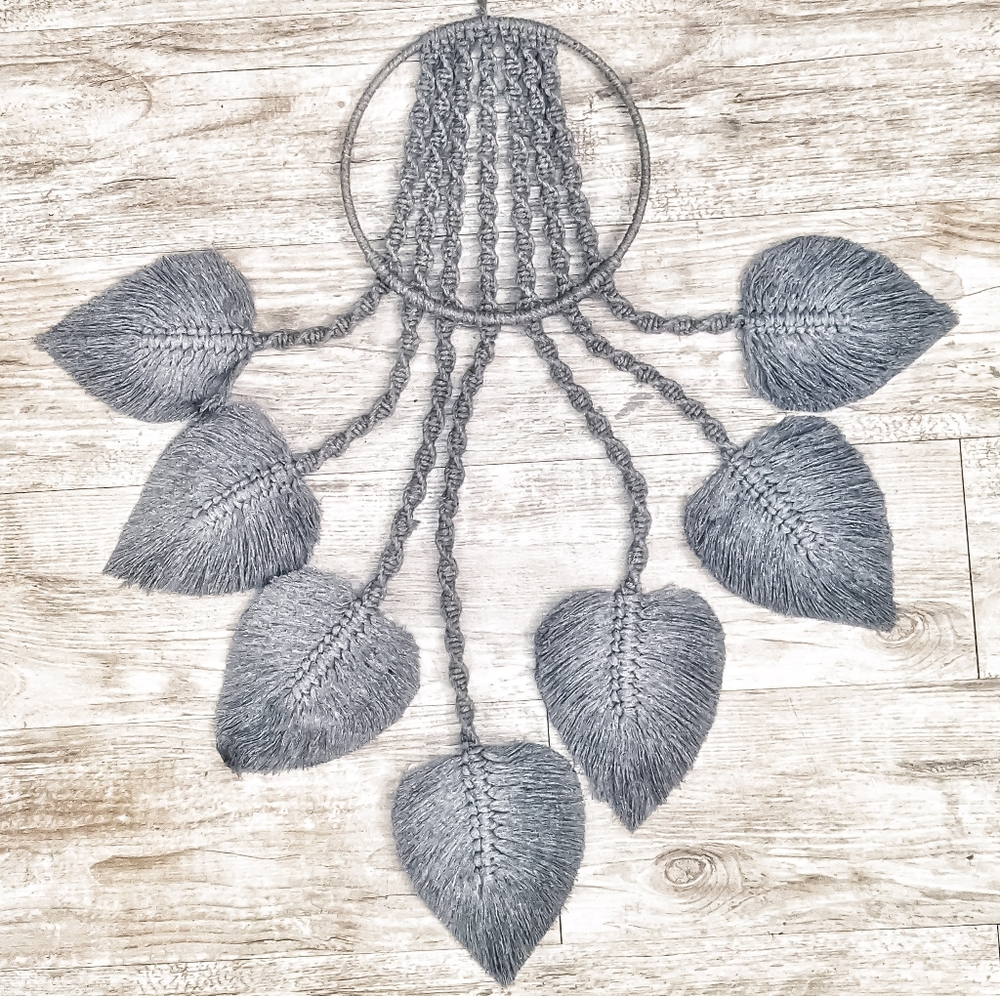 Charcoal Grey Boho Macrame Hanging Tapestry